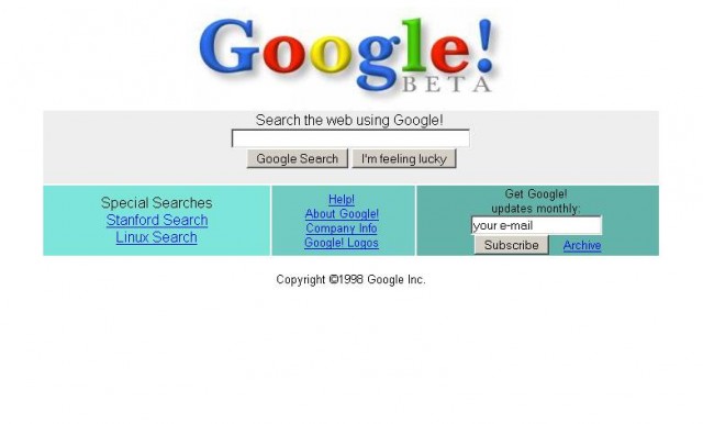 Bild: Google in 1998/Archive.org