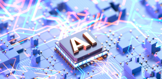 Prozessor mit künstlicher Intelligenz auf futuristischer Platine