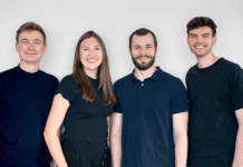 von links nach rechts: Nathan Miller, Elly Miller, Tim-Cedric Inhoff und Jakob Walk vom Startup streamlingo.