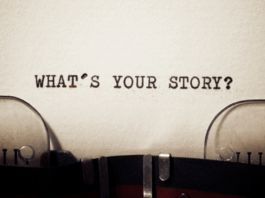 Storytelling Symbolbild: Mit der Schreibmaschine geschriebenes "What's your Story?"