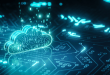 3D-Rendern von Cloud-Computing-Leiterplattenhintergrund