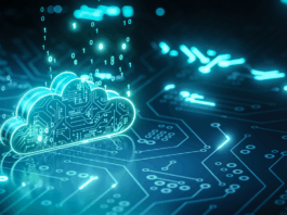 3D-Rendern von Cloud-Computing-Leiterplattenhintergrund