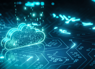 3D-Rendern von Cloud-Computing-Leiterplattenhintergrund