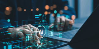 Menschen nutzen Laptops und Computer, um mit KI zu interagieren und ihnen dabei zu helfen, KI zu erstellen, zu programmieren, zu trainieren oder große Datenmengen mit schneller, modernster Technologie zu analysieren.
