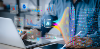 KI-Pioniere bei amedes: Wie ein Labordienstleister KI in die Fachbereiche bringt Datenanalyse, Wissenschaft und Big Data mit KI-Technologie. Ein Analyst oder Wissenschaftler verwendet einen Computer und ein Dashboard für die Analyse von Informationen über komplexe Datensätze auf dem Computer. Entwicklungsingenieur für Einblicke